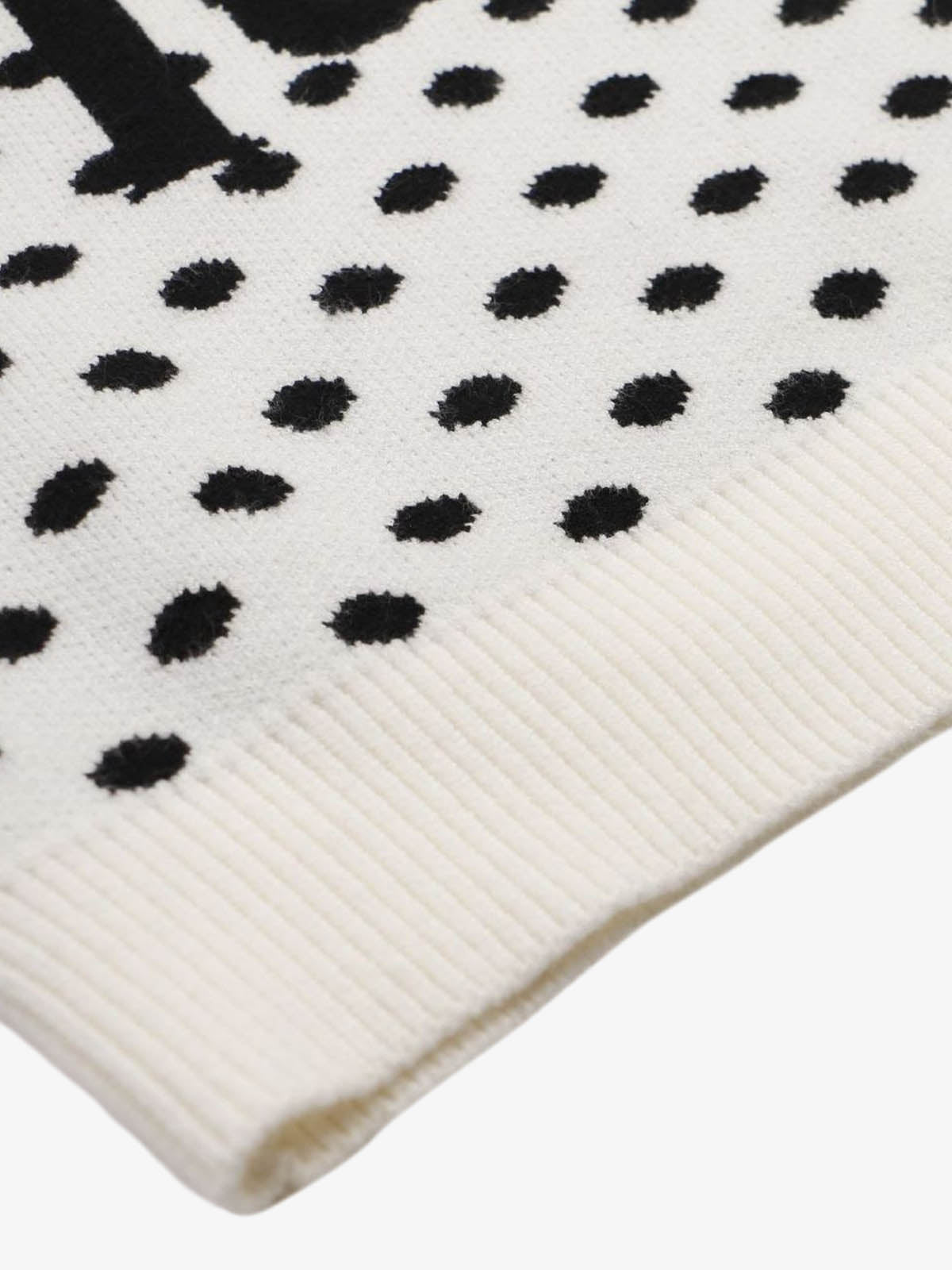 Stylish Polka Dot Sweater with "Good Luck" Embroidery for Festive Occasions 