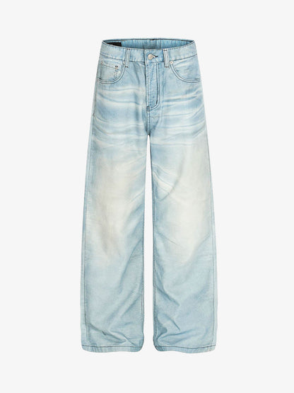 High-Waisted Wide-Leg Denim Pants with Asymmetrical Wrap Design 