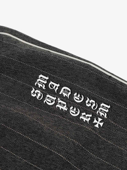 Pinstripe Elastic Waist Wide Leg Pants