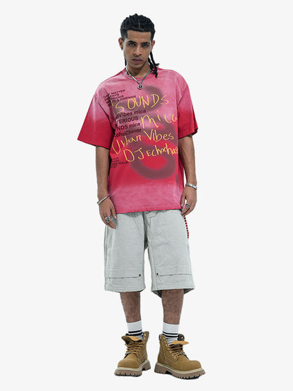 300G Cotton Spray-Marmot Distressed T-Shirt with Holes Urban Streetwear Graphic Tee?