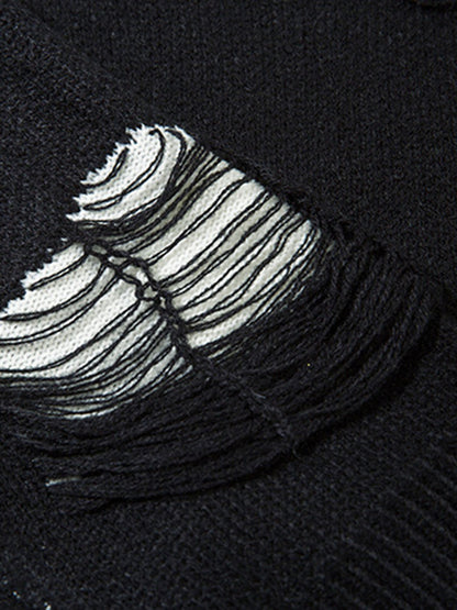 Retro Distressed Zipper Sweater 