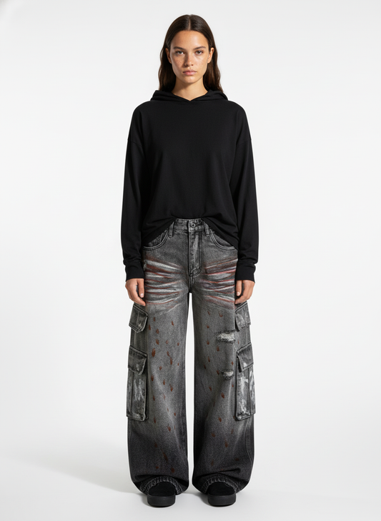 Wasteland Heavy Washed Distressed Tie-Dye Work Jeans