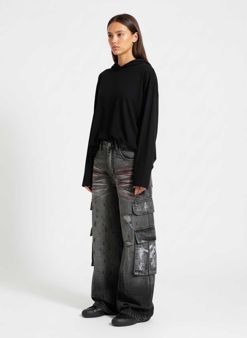 Wasteland Heavy Washed Distressed Tie-Dye Work Jeans