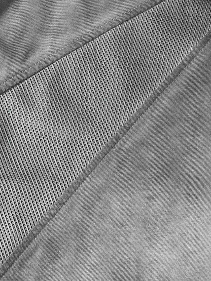 Cotton Blend Oversized Mesh Panel T-Shirt with Crew Neck?