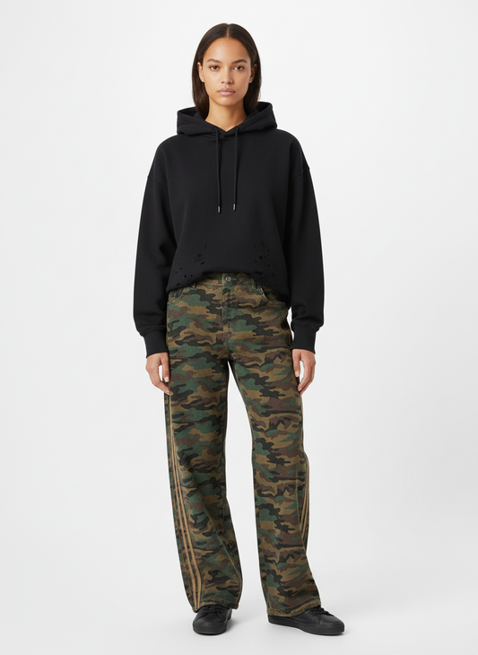 Street Camouflage Side-Striped Jeans