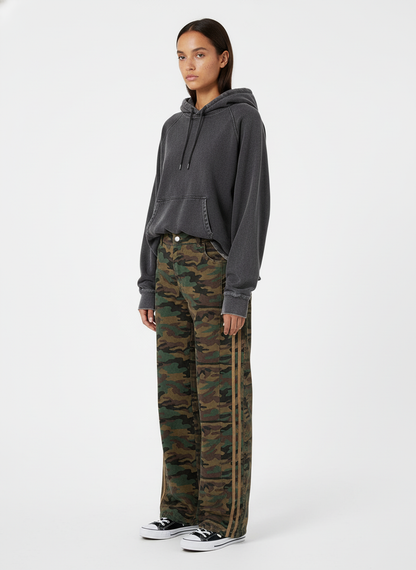 Street Camouflage Side-Striped Jeans