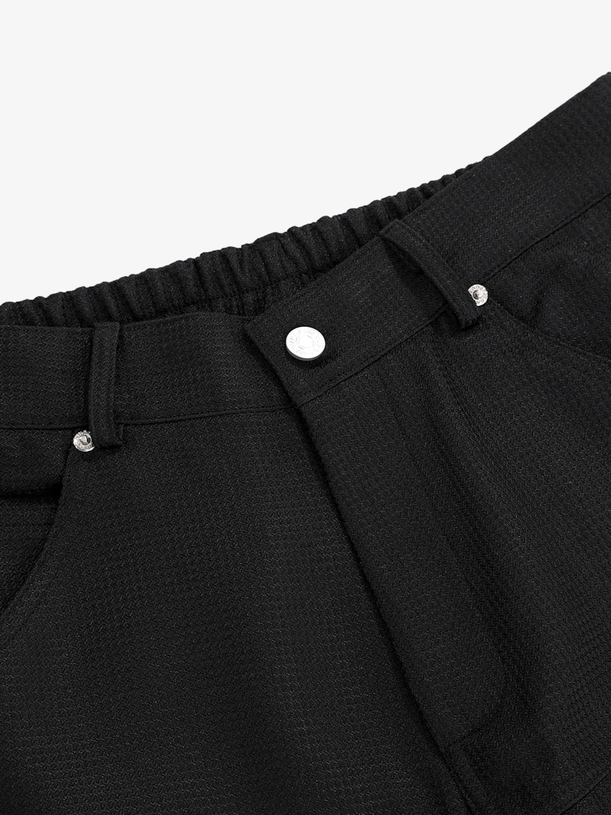 Stylish High-Waisted Black Trousers with Crystal Embellishments 