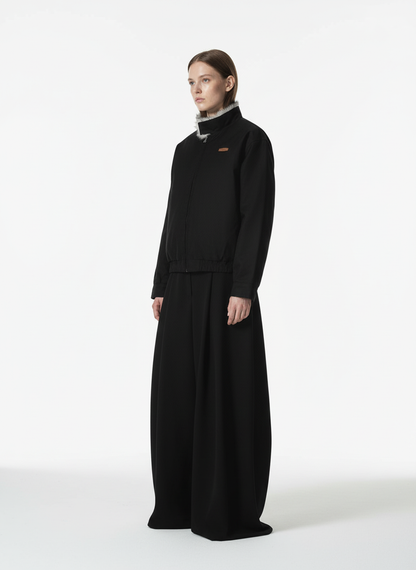 Vintage Stand Collar Fur Lined Bomber Jacket