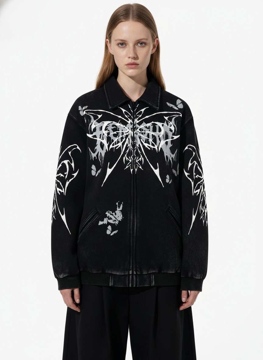 Punk Gothic Butterfly Graphic Streetwear Jacket