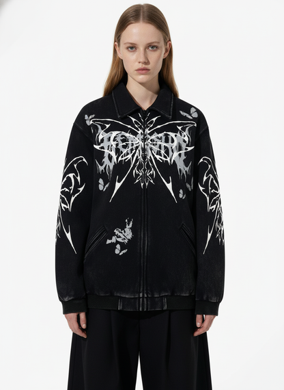 Punk Gothic Butterfly Graphic Streetwear Jacket