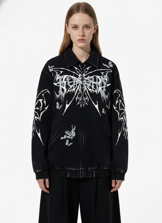 Punk Gothic Butterfly Graphic Streetwear Jacket