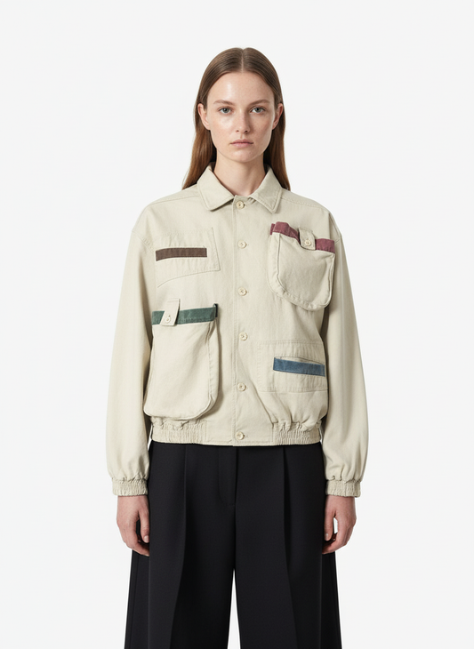 Street Multi-Pocket Cropped Work Jacket