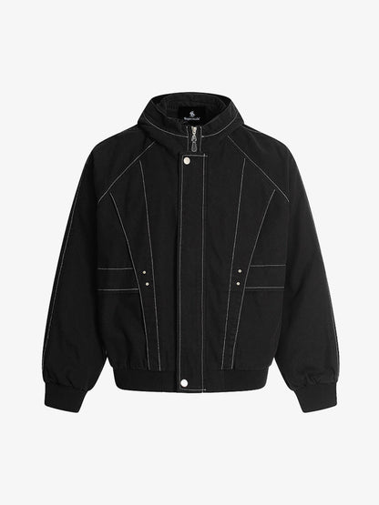 Contrast Stitch Hooded Zip Jacket