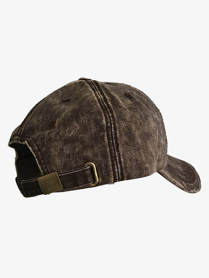 Distressed Cotton Baseball Cap with Frayed Brim and Vintage Wash Finish?