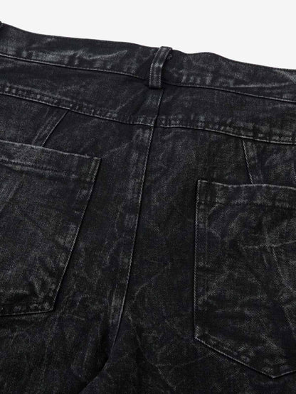 High-Waisted Wide-Leg Denim Pants with Unique Geometric Design 