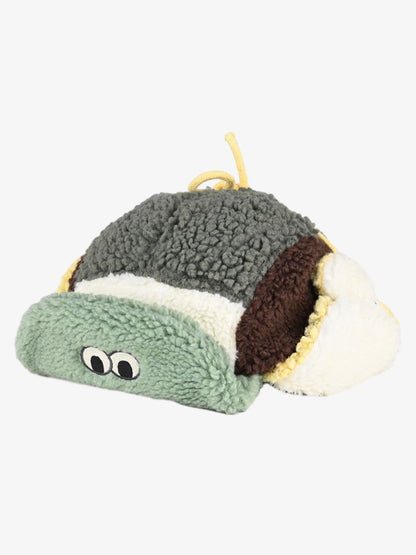 Faux Sherpa Color Block Kids Hat with Frog Visor and Ear Flaps?