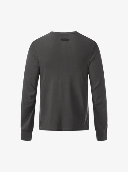Cotton Long Sleeve Henley Shirt with Supermade Graphic Print?
