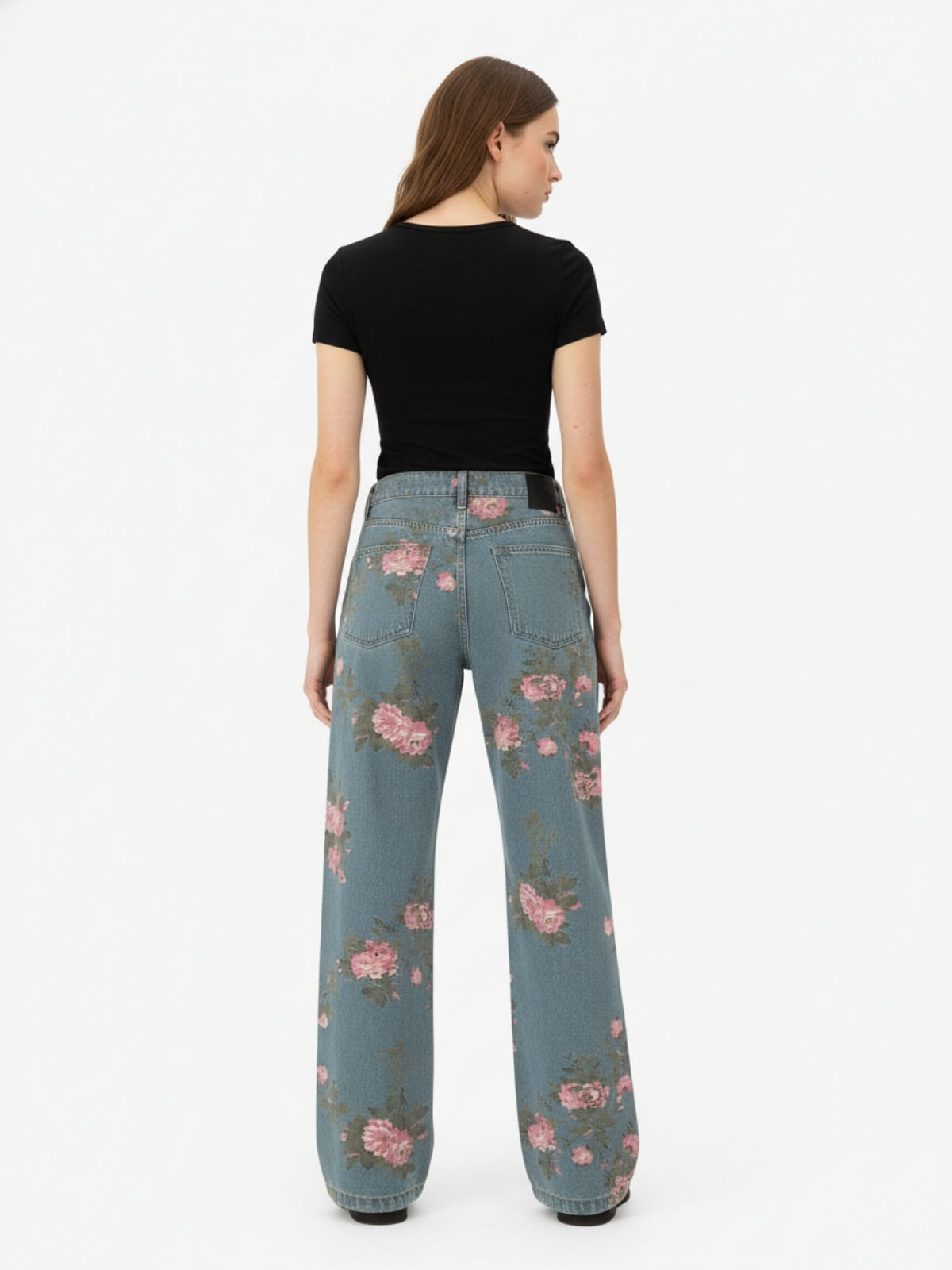 Thesupermade Floral Print Straight Jeans - 2409