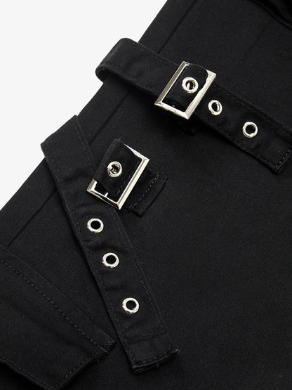 Cotton Blend Cargo Pants with Belted Straps and Multiple Pockets for Men and Women?