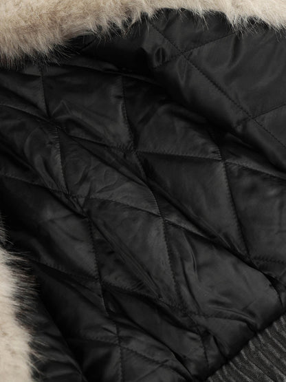 Stylish Winter Bomber Jacket with Faux Fur Collar - Perfect for Cold Weather 