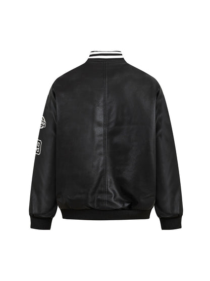 Jersey Leather Quilted Bomber Jacket 