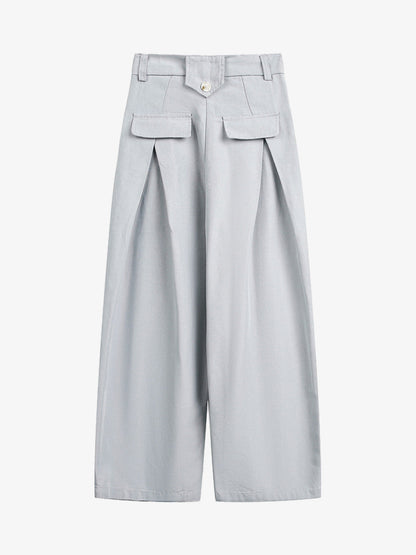 Stylish High-Waisted Wide Leg Trousers with Button Detail for Women 