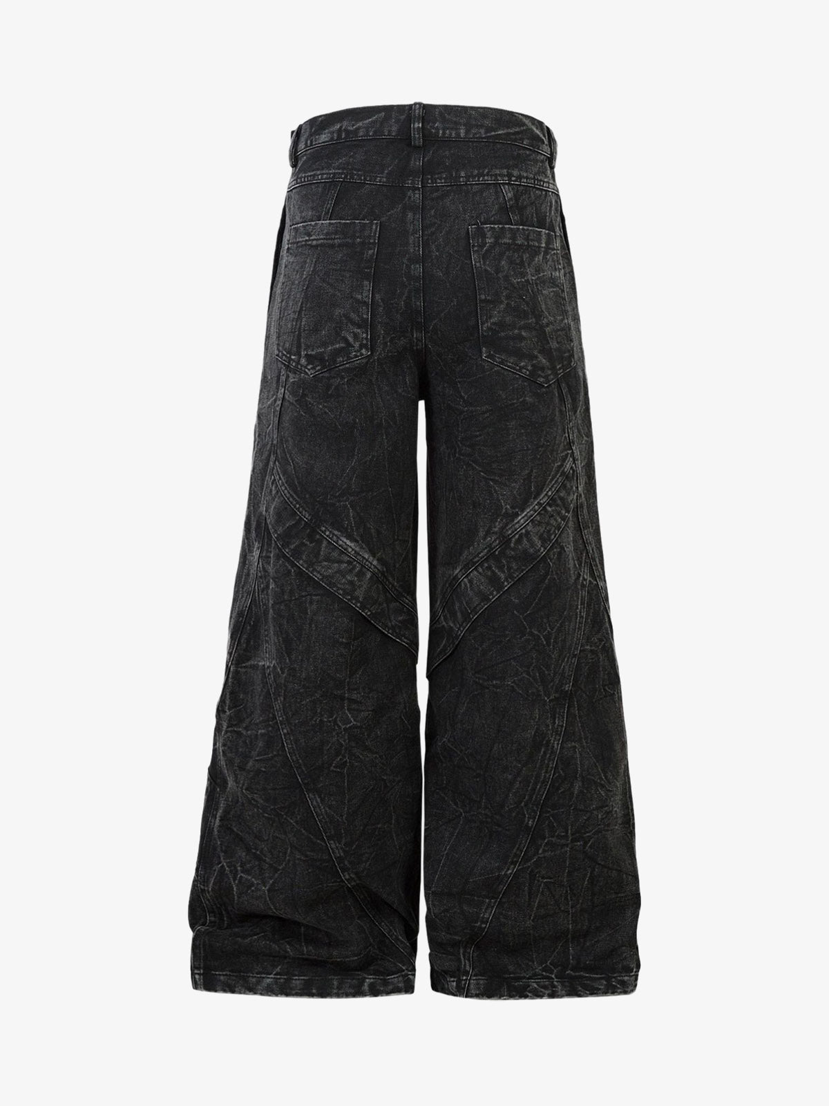 High-Waisted Wide-Leg Denim Pants with Unique Geometric Design 
