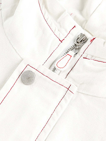 Contrast Stitch Hooded Zip Jacket