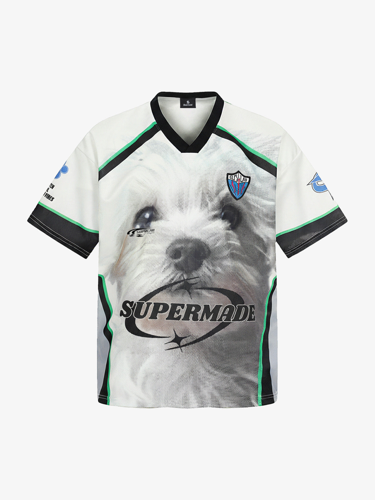 Polyester Supermade Dog Print V-Neck T-Shirt with Graphic Design for Men 