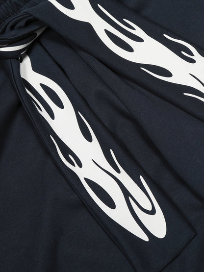 Stylish Flame Print Wide-Leg Pants for Casual Wear 