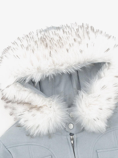Suede Fur Hooded Slim Fit Jacket