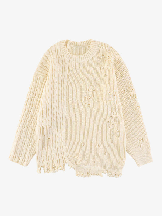 Cable Knit Crochet Hole Sweater 