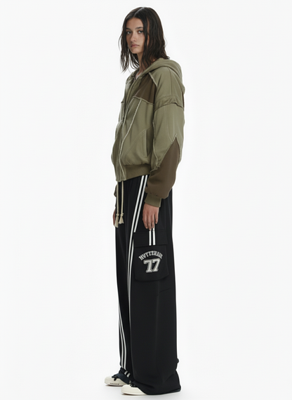 Retro Workwear Patchwork Hooded Utility Jacket