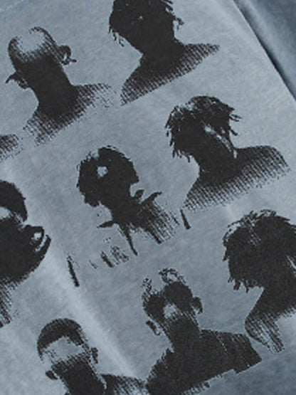 Cotton Oversized Graphic T-Shirt with Vintage Portrait Print for Men Women Streetwear Fashion 