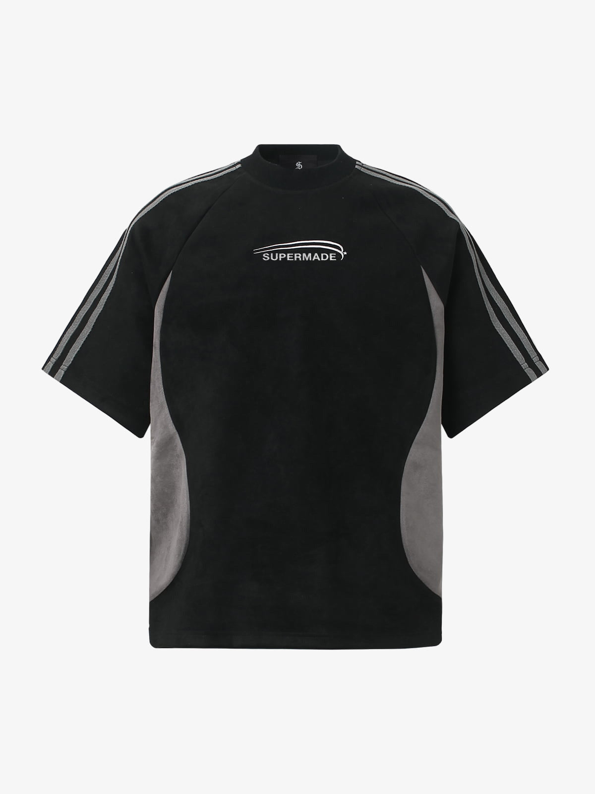 Cotton Blend Oversized Sport T-Shirt with Contrast Panels and Logo Print?