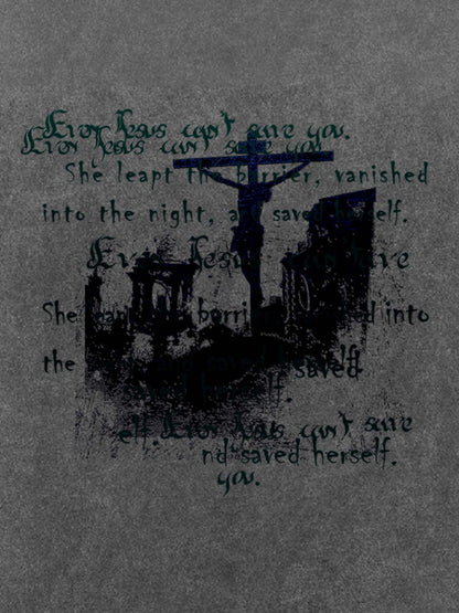 THE SUPERMADE  Vintage-Style Graphic T-Shirt with Inspirational Text and Cross Design 