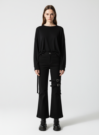 Technical Style Flared Cargo Casual Pants