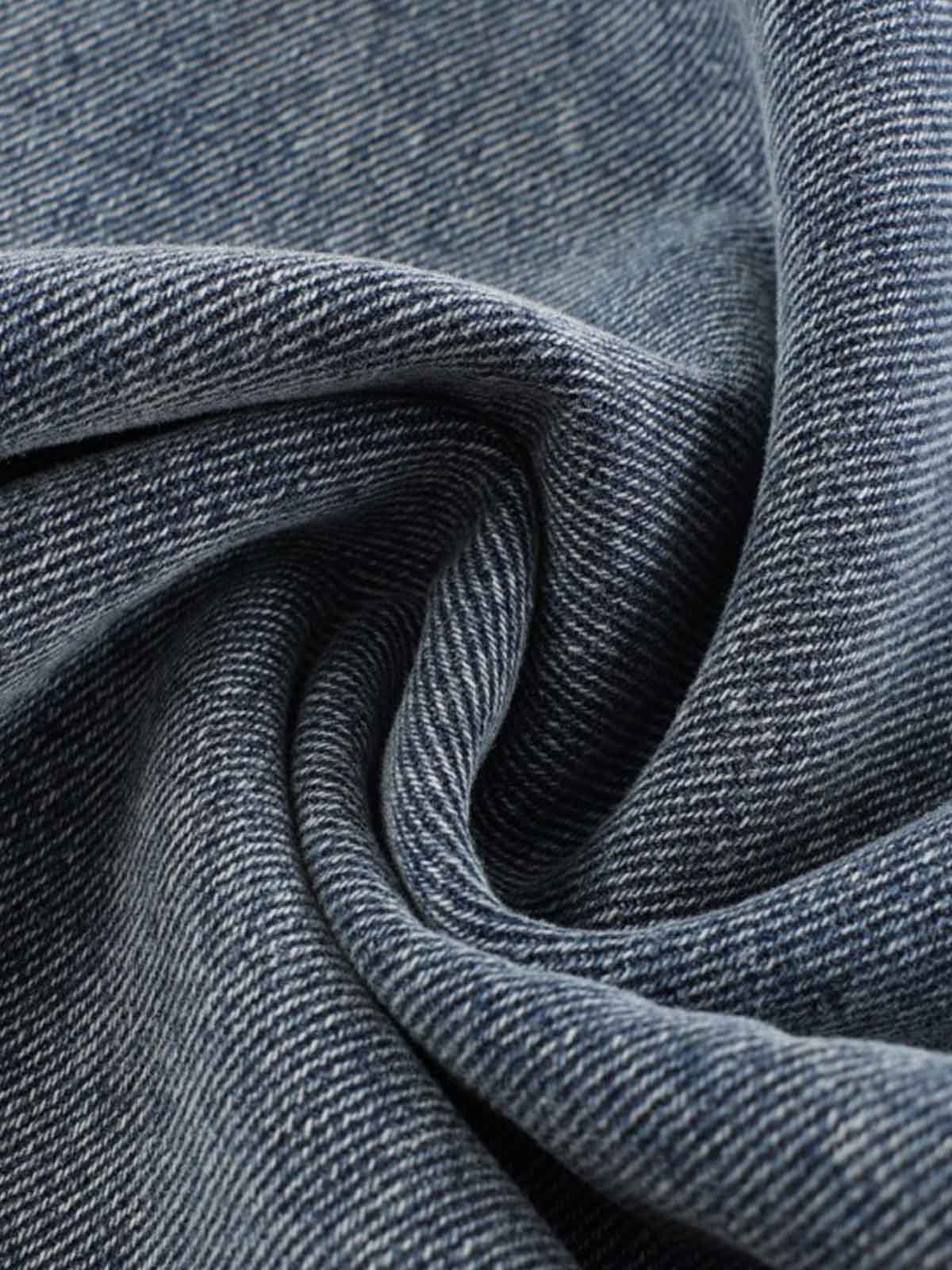 Denim Wide Leg Baggy Pants with Distressed Wash and Cuffed Hem for Women 