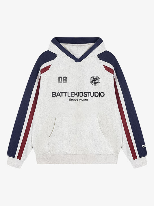 Retro Contrast Color Letter Print Hoodie 