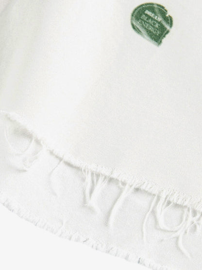 Stylish White Button-Up Shirt with Unique Patch Design for Casual and Trendy Looks?