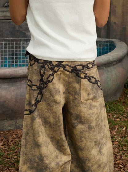 Supermade Distressed Chain And Key Print Baggy Pants?