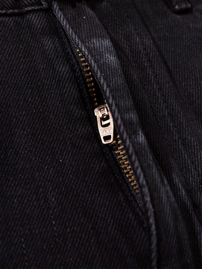 Retro Rhinestone Graffiti Washed Straight Jeans 