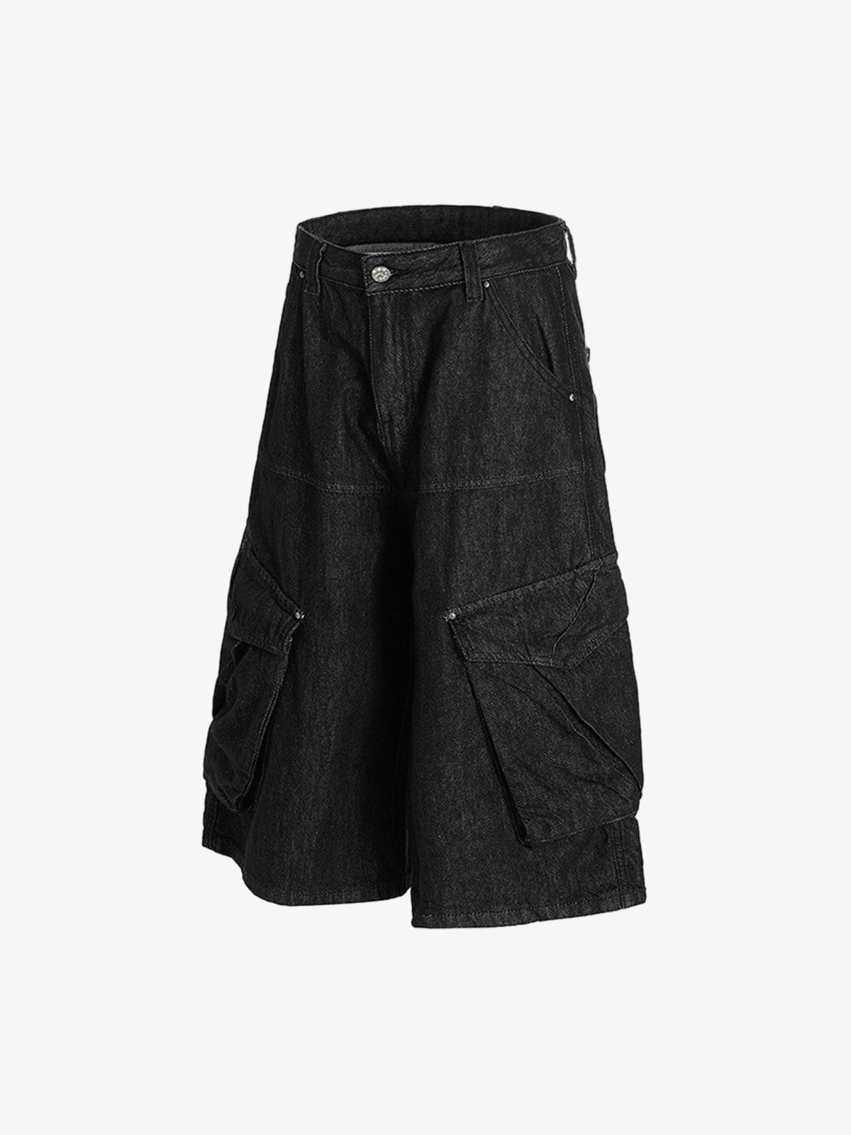 Retro Drape Baggy Straight Workwear Denim Shorts 