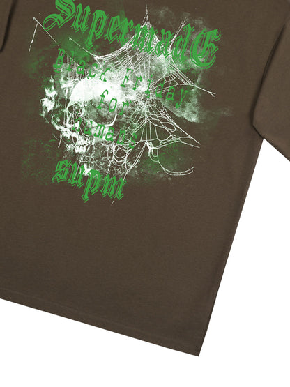 THE SUPERMADE Black Friday Gothic Skull Spiderweb Graphic T-Shirt 