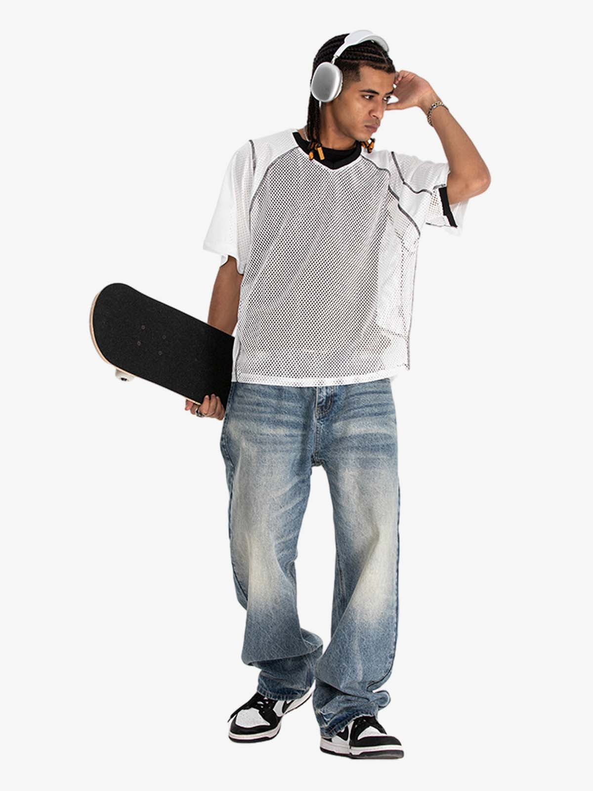 300G Jade Pattern Dyeing Mesh T-Shirt Breathable Quick-Dry Sports Tee for Men?