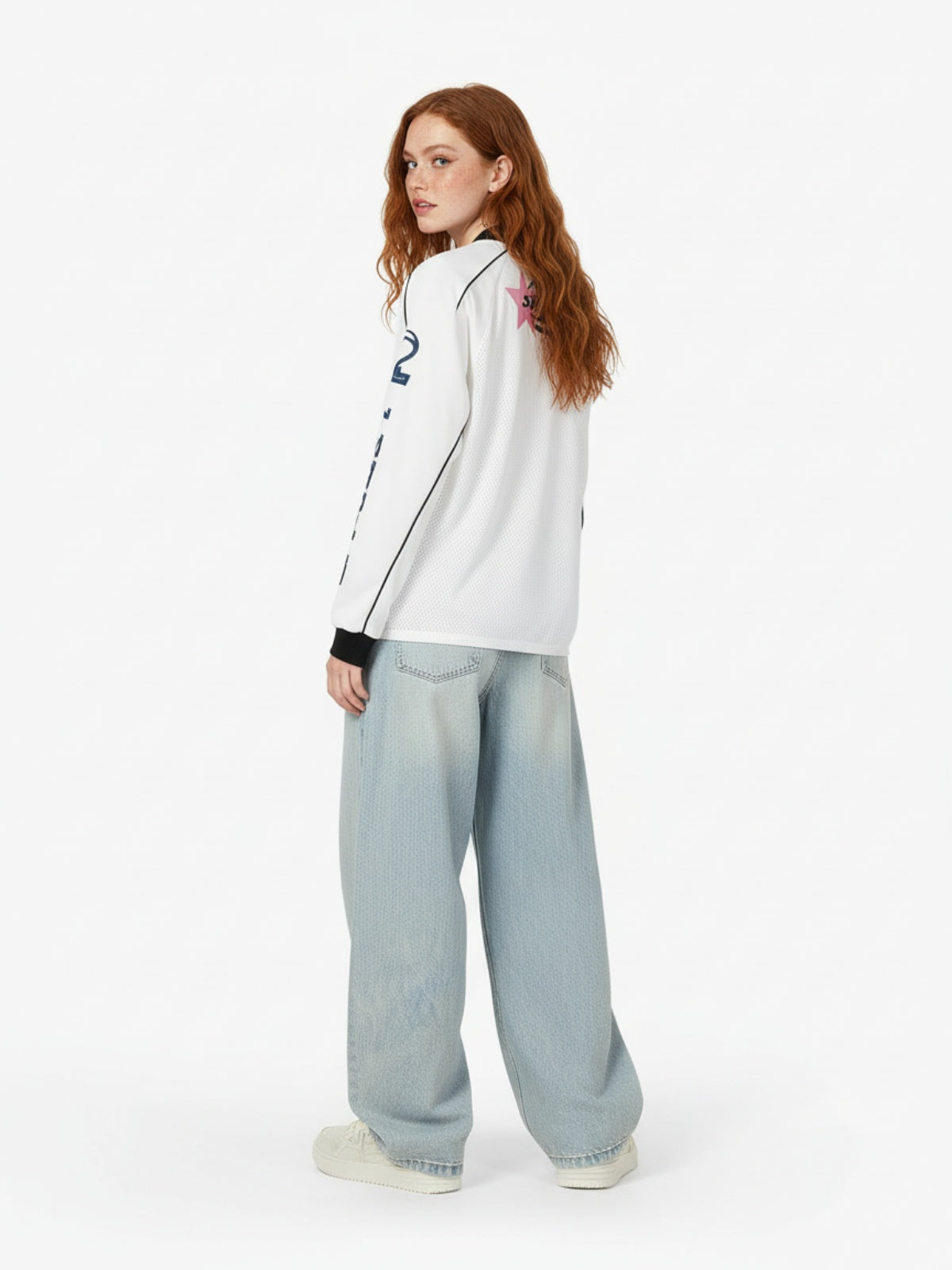 Supermade Jersey Graffiti Letter Long Sleeve T-Shirt