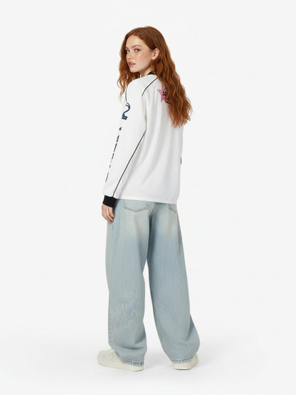 Supermade Jersey Graffiti Letter Long Sleeve T-Shirt