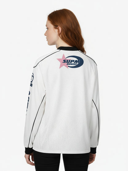 Supermade Jersey Graffiti Letter Long Sleeve T-Shirt