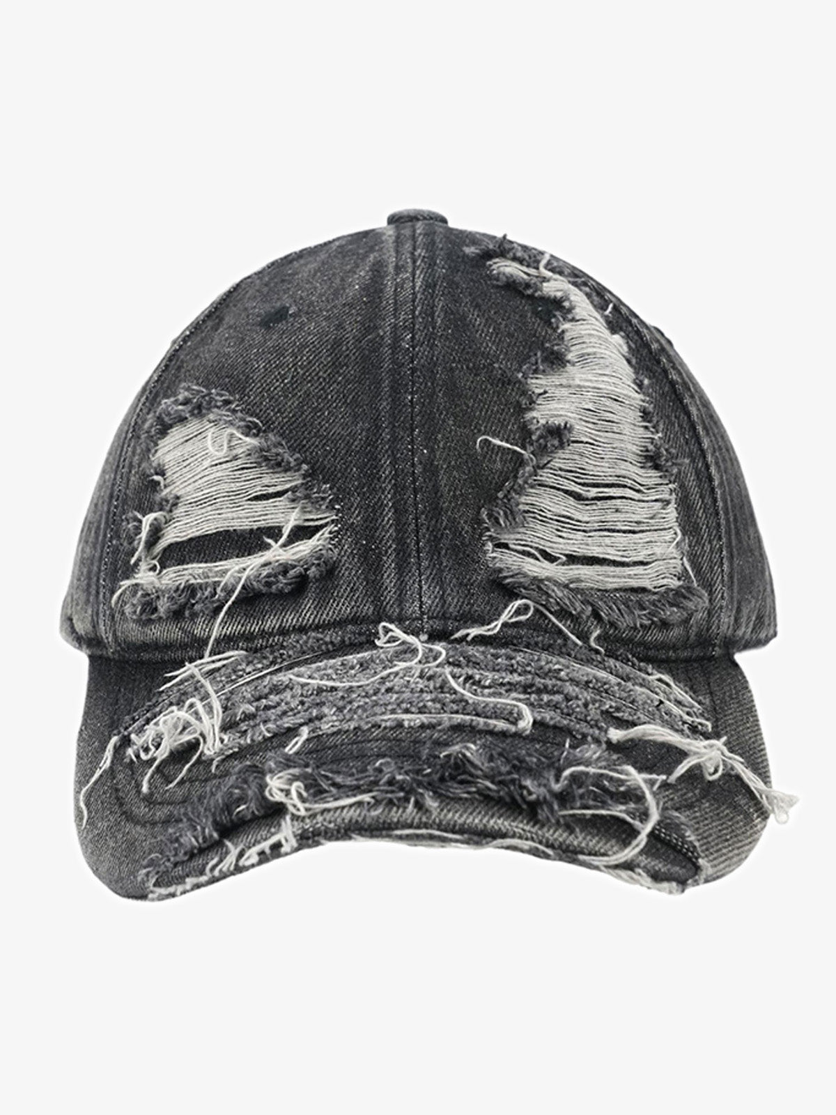 Distressed Denim Baseball Cap for Trendy Looks 