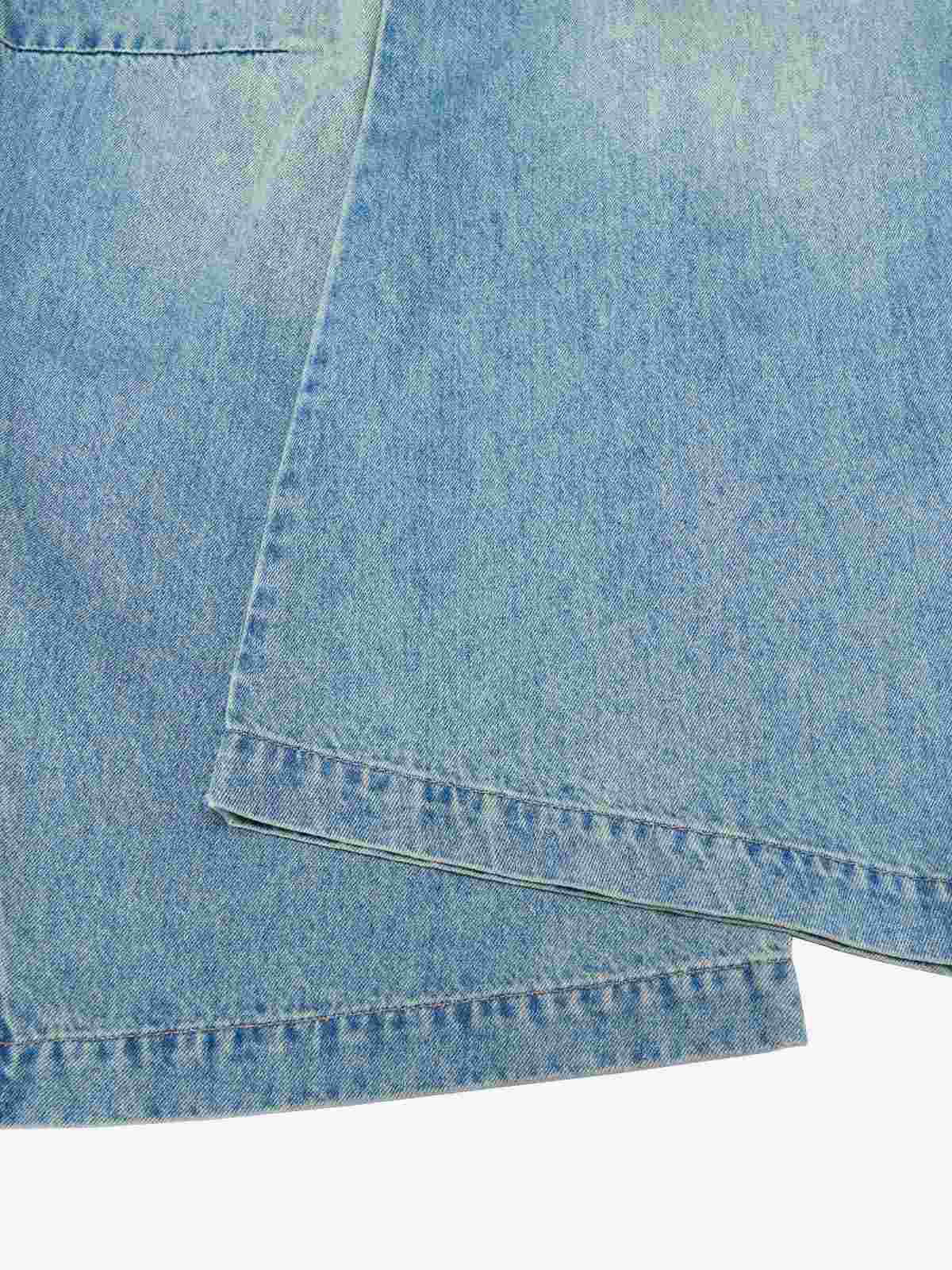 Vintage Light-Wash Pleated Barrel Jeans